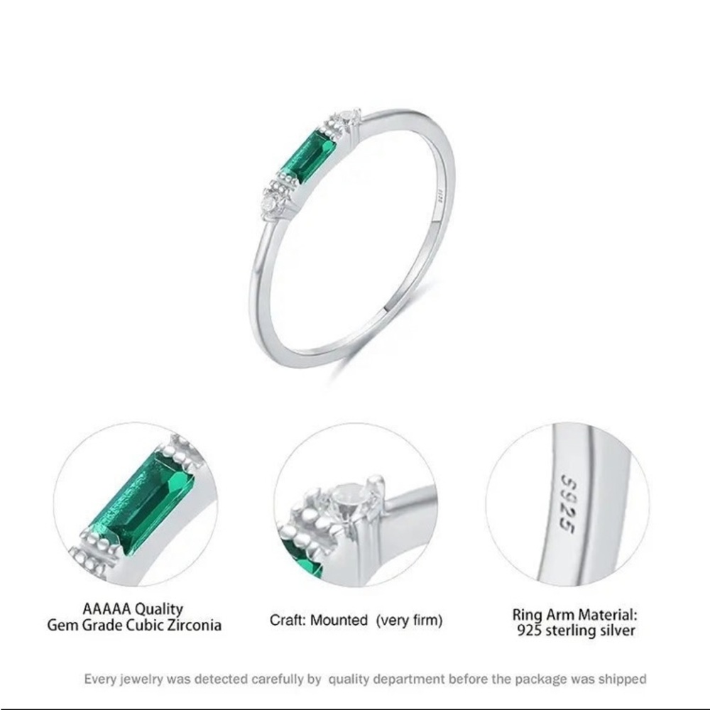 925 Sterling Silver Rectangular Green Zircon Eter… - image 5